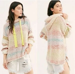 Free People Sit Next to Me Rainbow Knit Hoodie Sweater